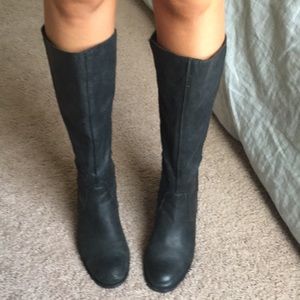 Anthropologie Soft Black Leather Tall Riding Boots